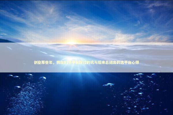 创业那些年,我在B2B平台踩过的坑与后来总结出的选平台心得 创业那些年,我在B2B平台踩过的坑与后来总结出的选平台心得 企业服务